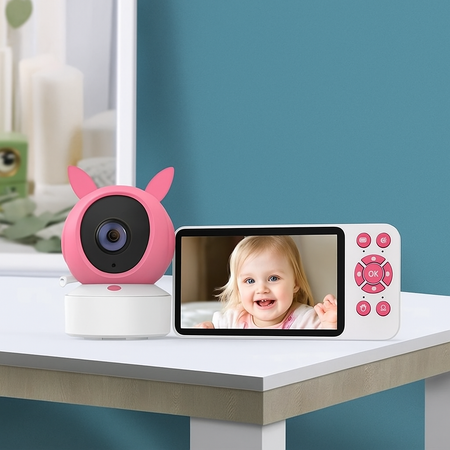 babyphone lapin rose bebe sourit