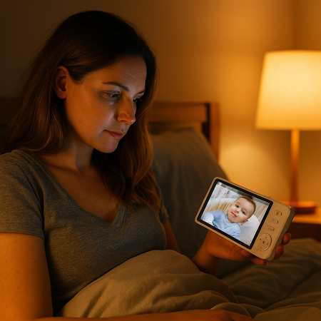 babyphone maman surveille bebe depuis chambre