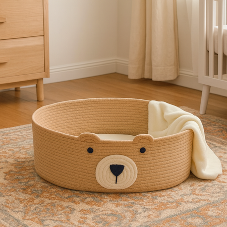 couffin bebe ourson marron decoration