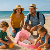 couffin bébé rose travelbaby sortie a la plage