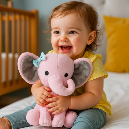 peluche mignonne rose bebe sourit