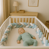 tresse de lit bleu blanc gris bebe dors-profondement