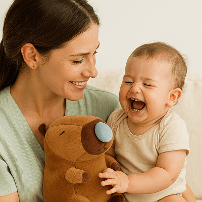 Peluche capybara dodo bebe sourire