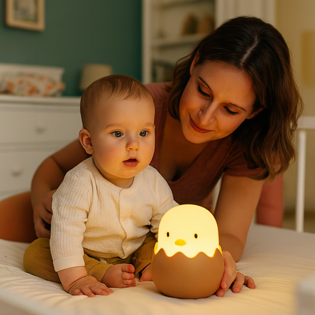 veilleuse bebe poussin maman et bebe lumiere