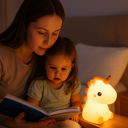 veilleuse enfant licorne maman lit histoire fille
